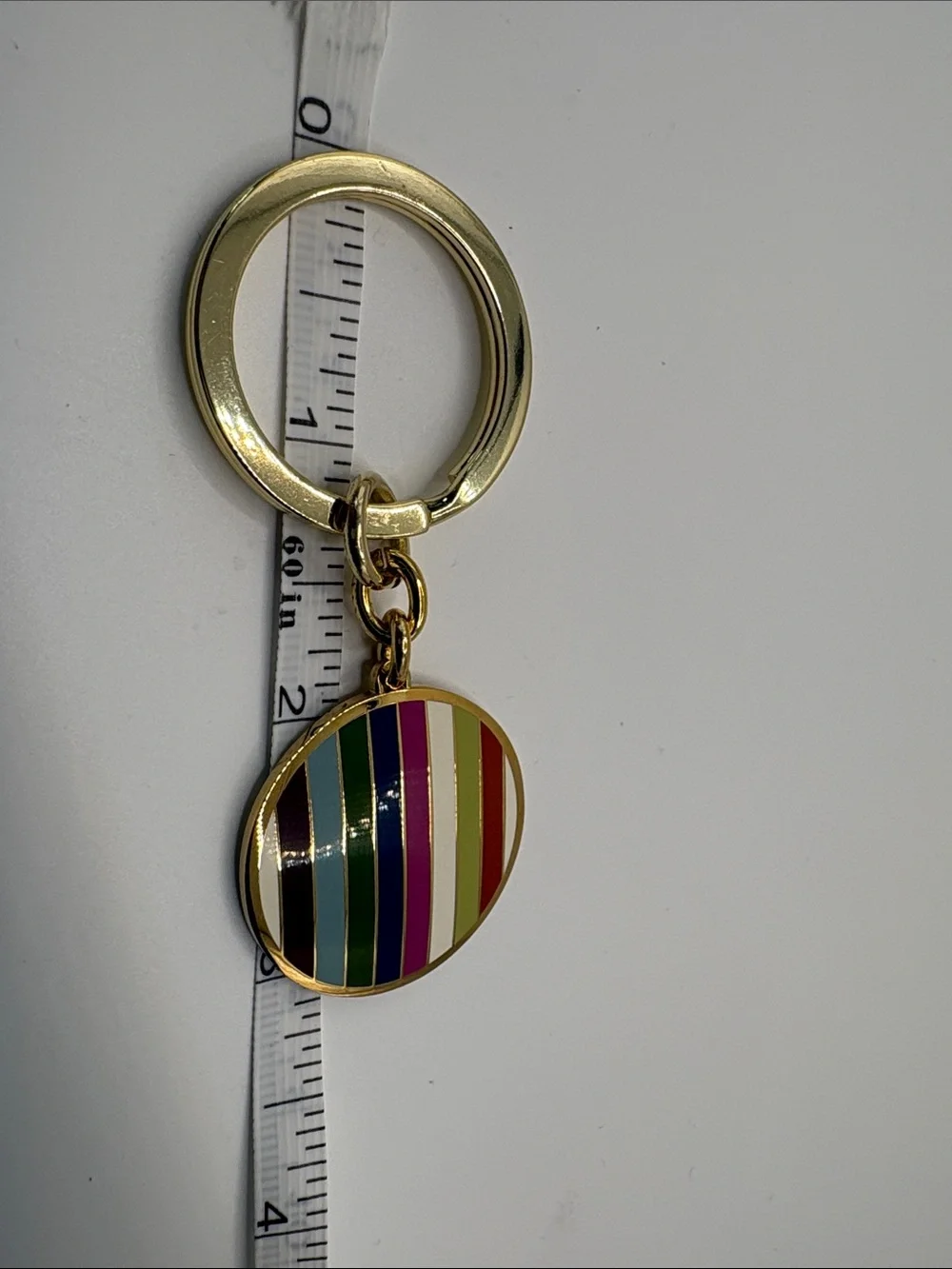 Coach Gold Legacy Keyring Striped Enamel Charm